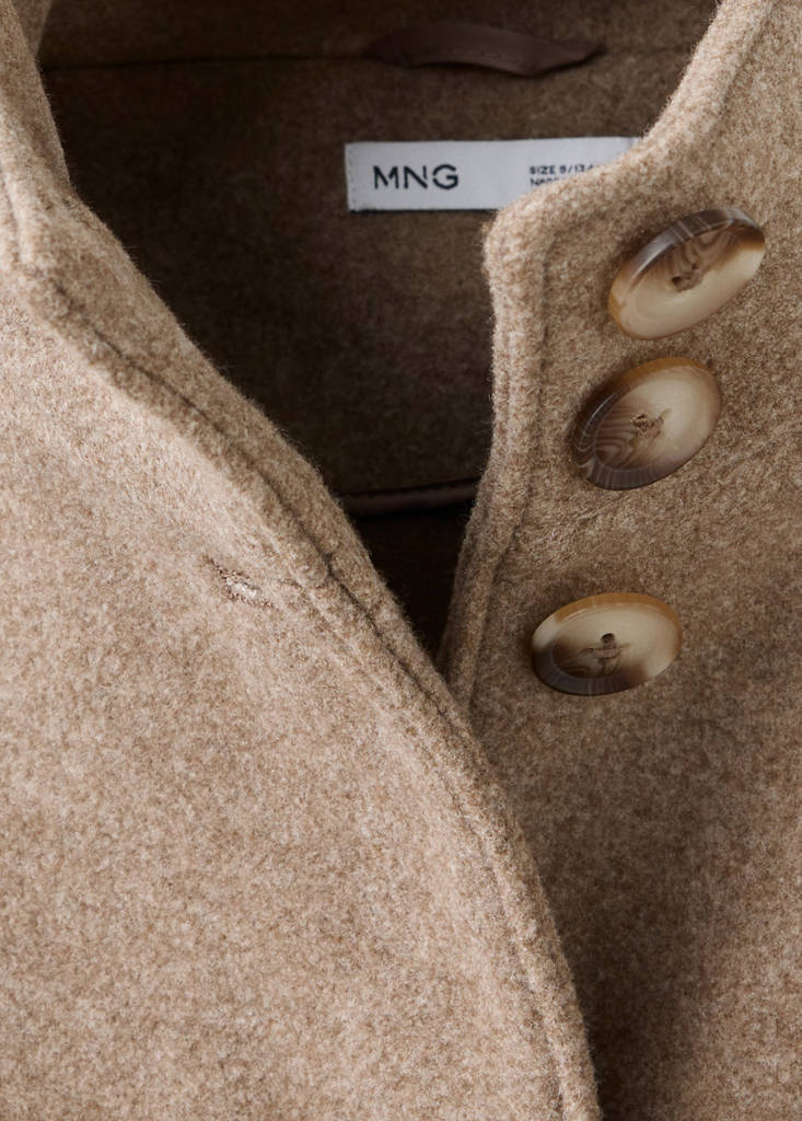 Funnel neck wool coat — Medium Brown