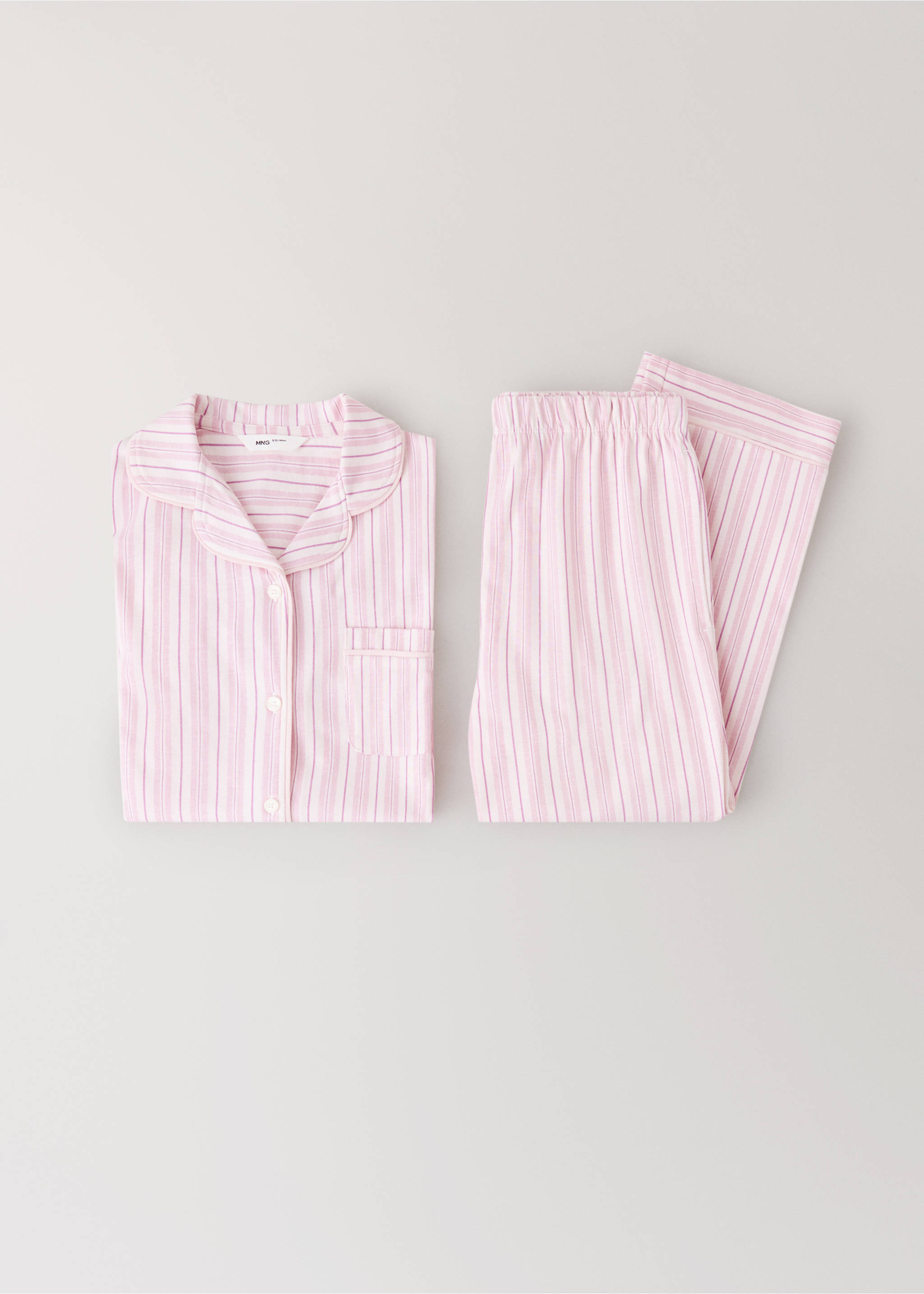 Pyjama complet coton rayures - Détail de l'article 0, Rose. Ref: 37034435-00.