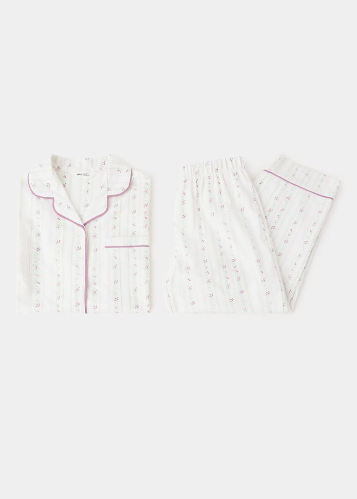 Floral-print pyjama set — Off White