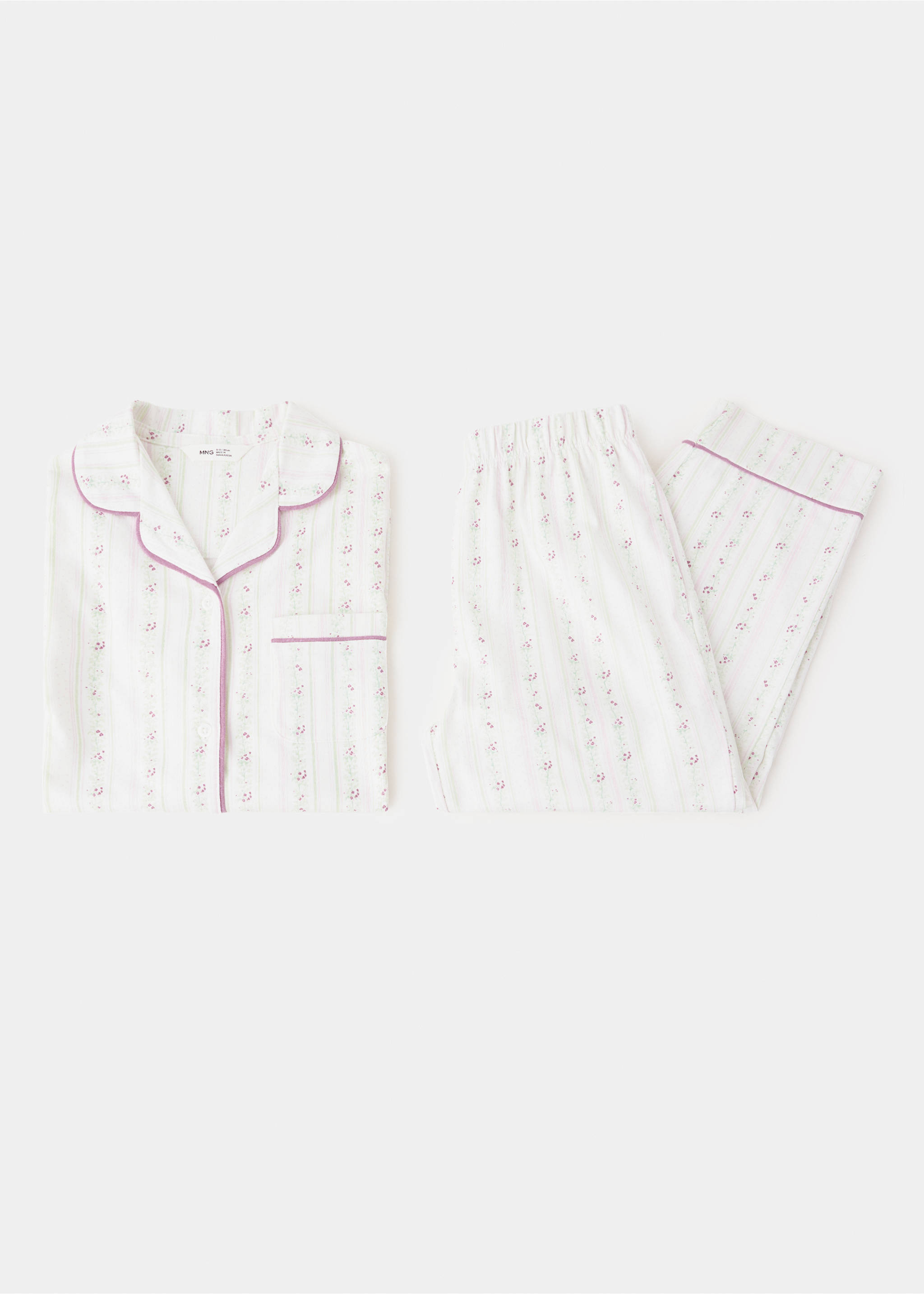 Floral-print pyjama set - Details of the article 0, Off White. Ref: 37034436-00.