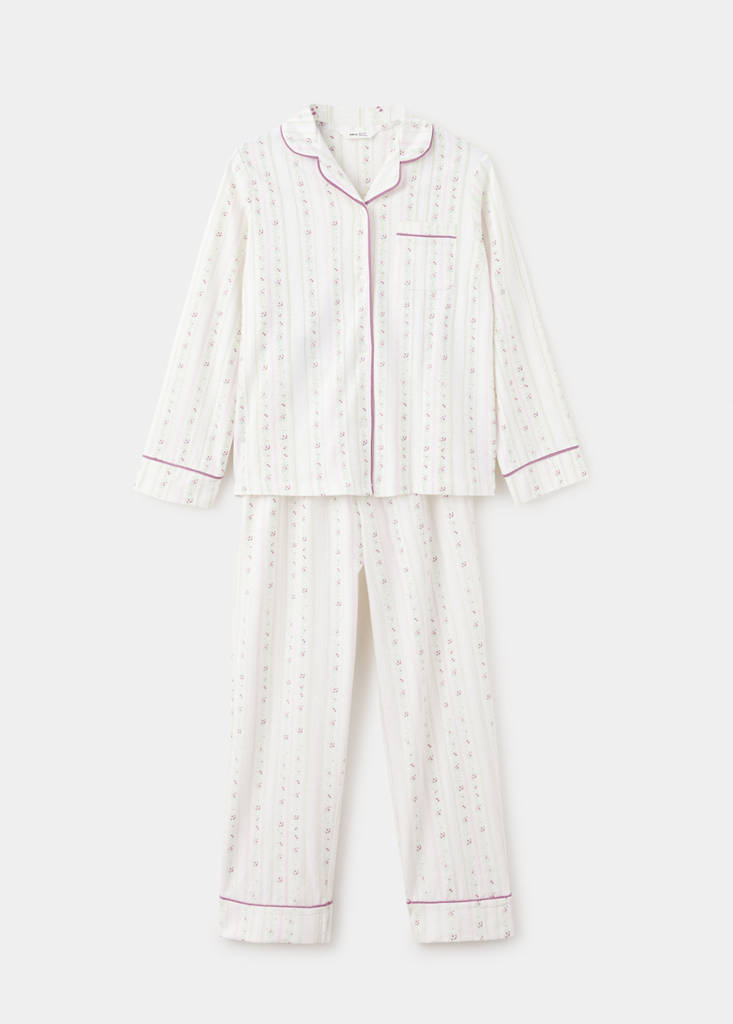 Floral-print pyjama set — Off White