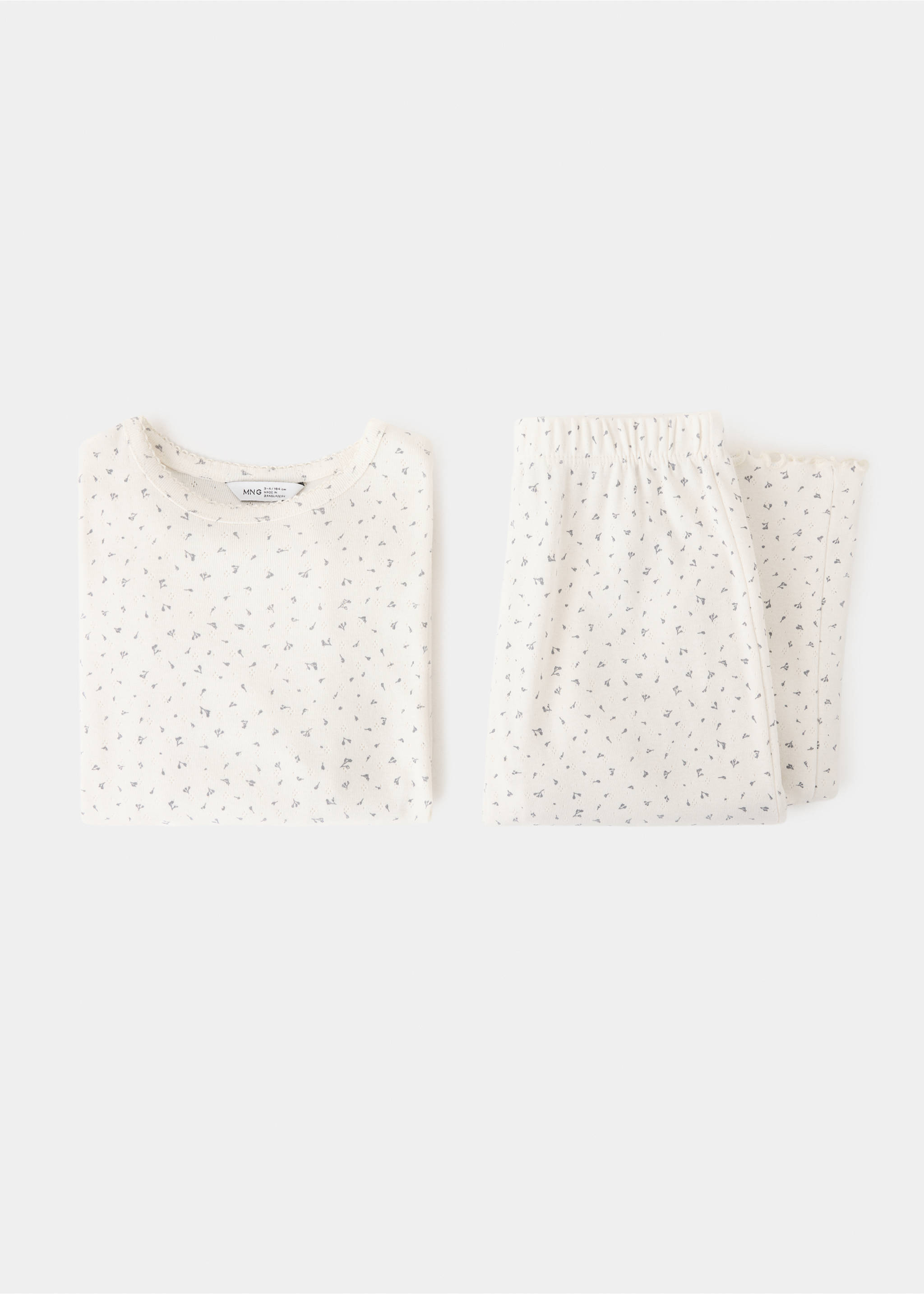100% cotton floral full pyjamas set - Details of the article 8, Ecru. Ref: 37034439-00.