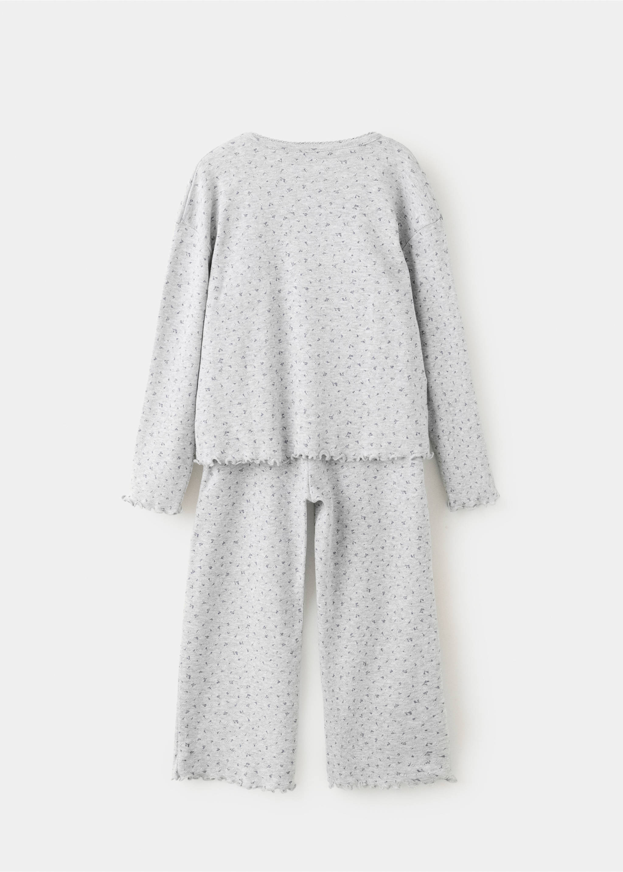 100% cotton floral full pyjamas set - Reverse of the article, Medium Heather Grey. Ref: 37034439-00.