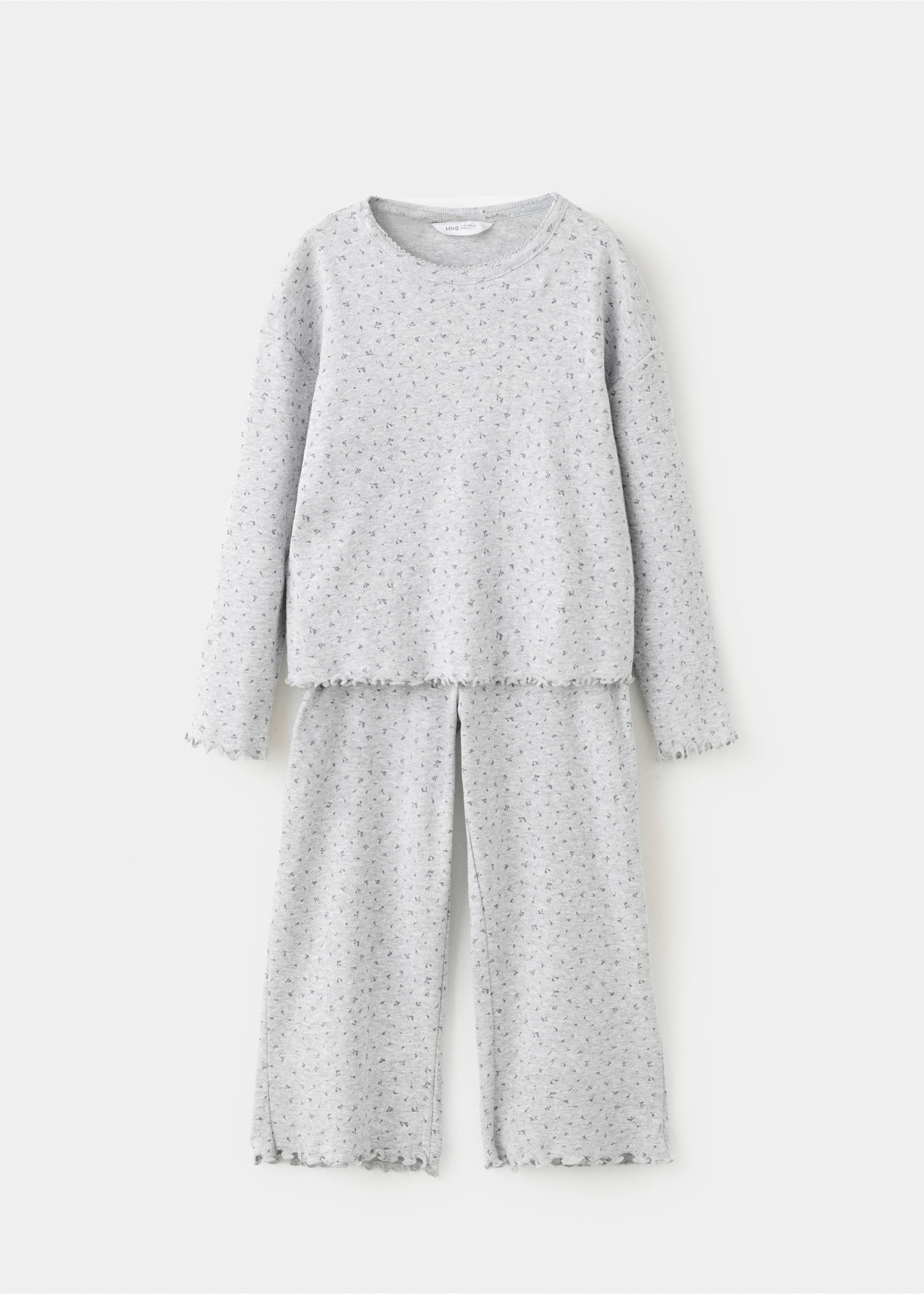 100% cotton floral full pyjamas set - Article without model, Medium Heather Grey. Ref: 37034439-00.