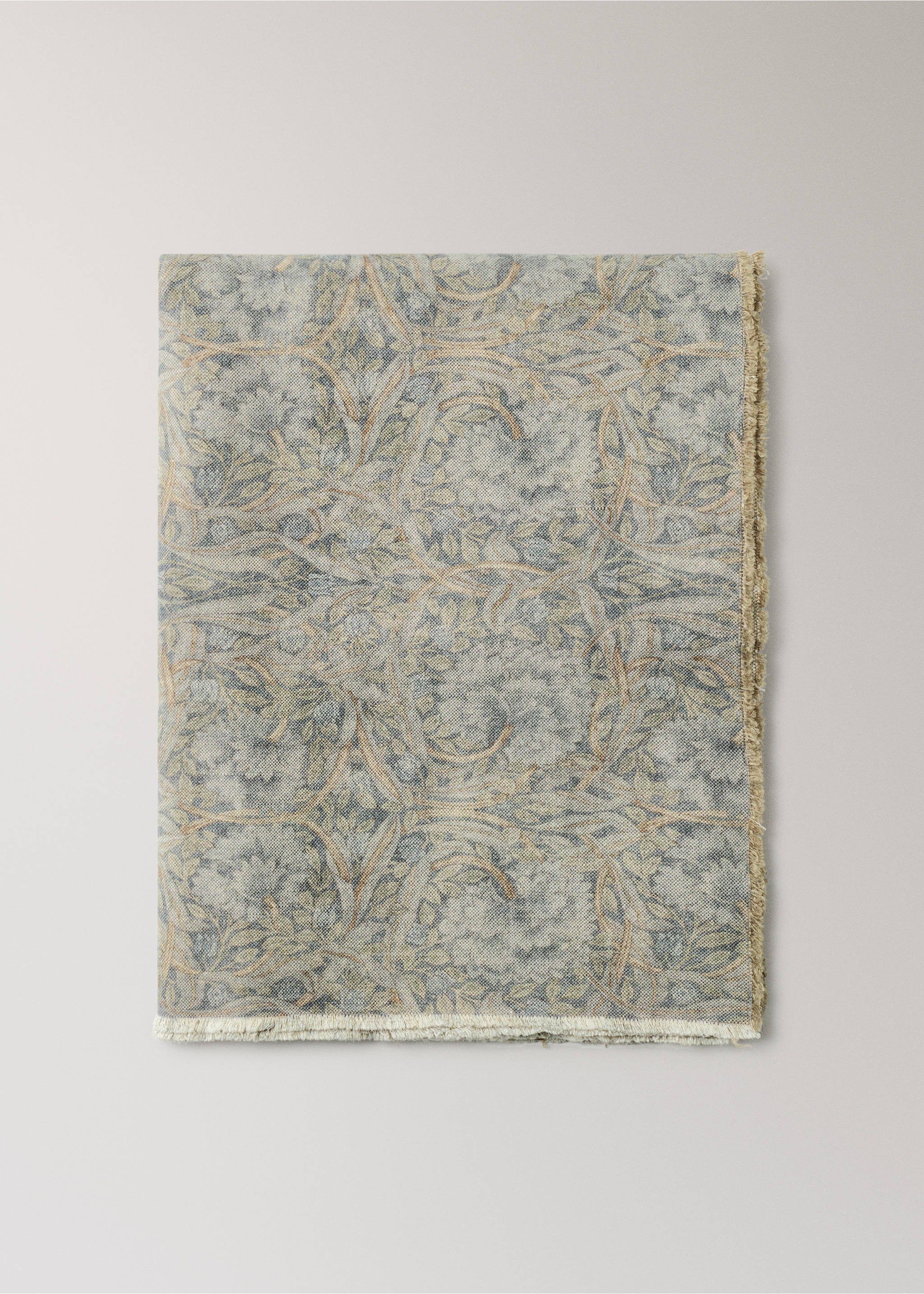 Ornamental print cotton-linen tablecloth for 6 or 8 guests - Article without model, Blue. Ref: 37034442-00.