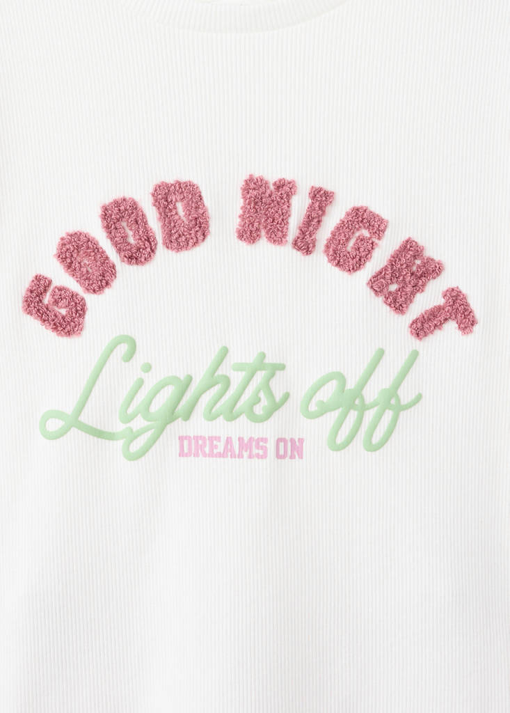 Full cotton pyjama set with text — Off White