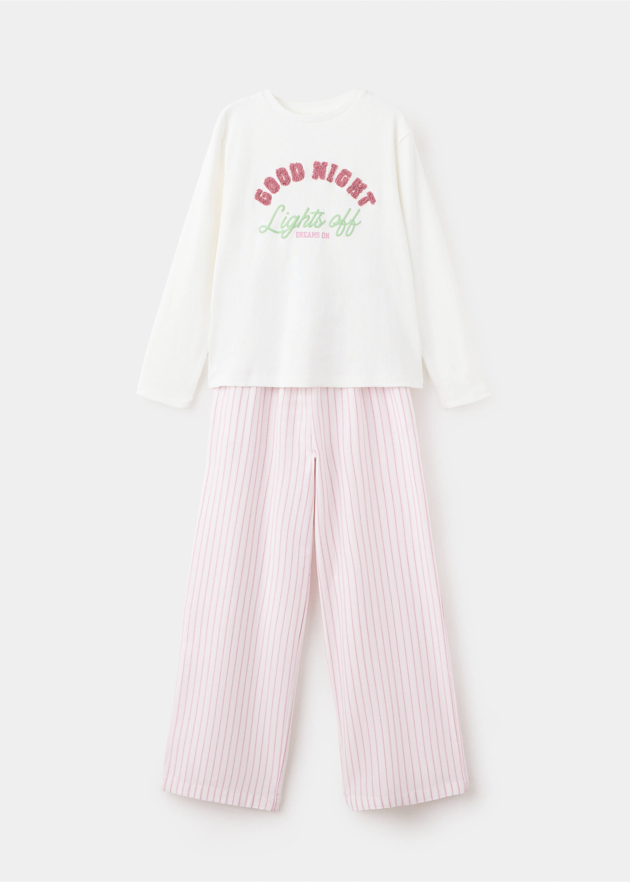 Full cotton pyjama set with text - منتج دون نموذج, سكري. Ref: 37034443-00.