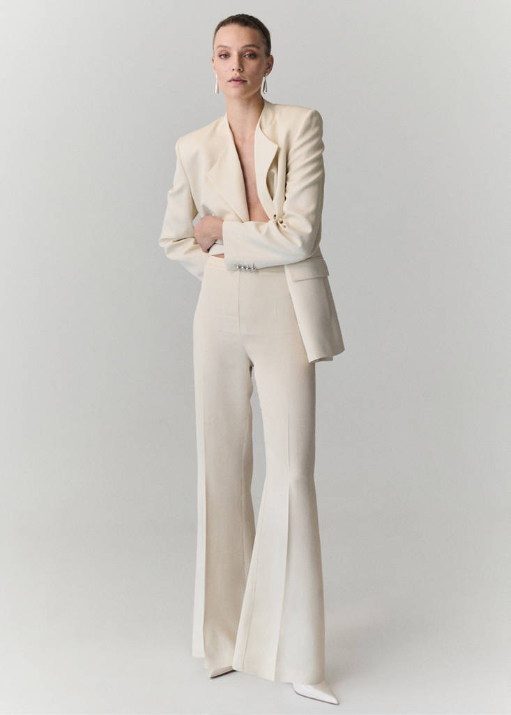Straight-fit suit trousers — Vanilla