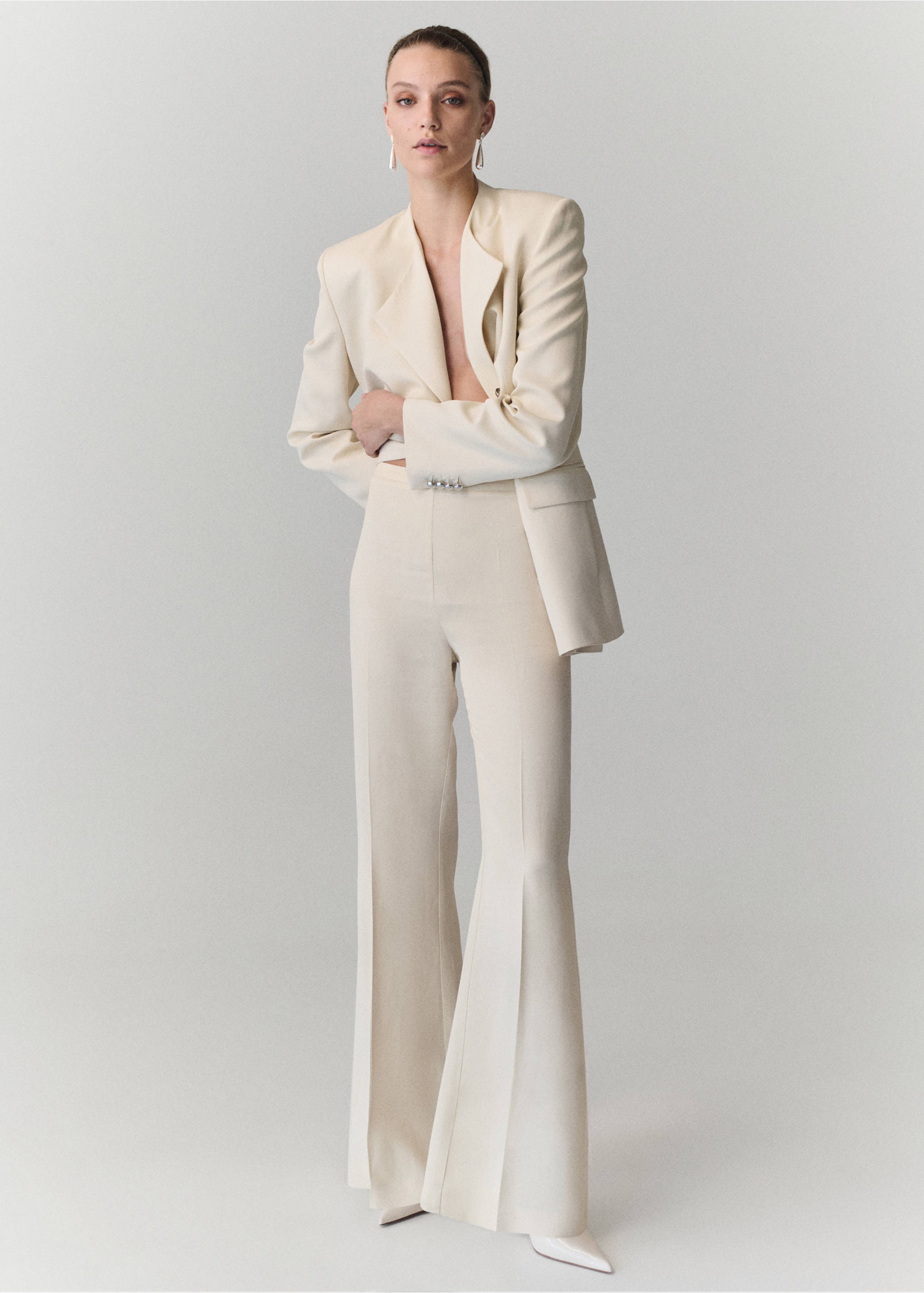 Straight-fit suit trousers - General plane, Vanilla. Ref: 37034450-00.