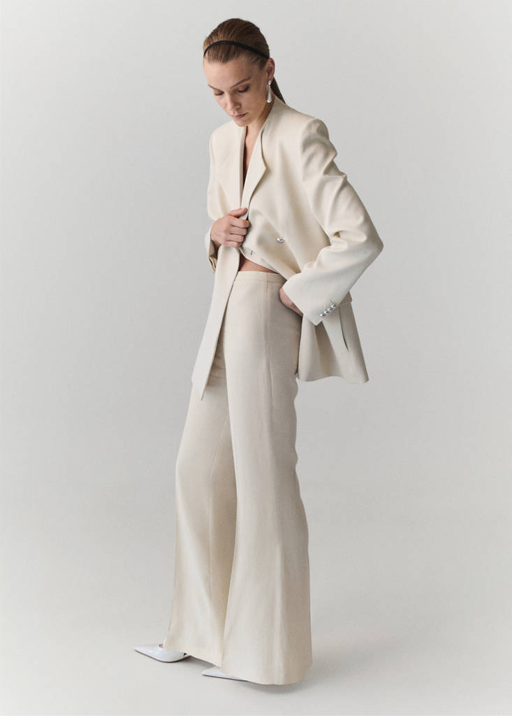 Straight-fit suit trousers — Vanilla