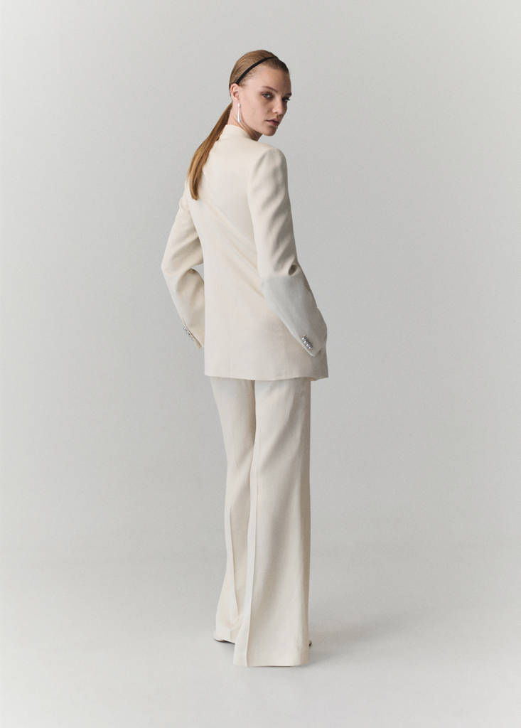 Straight-fit suit trousers — Vanilla