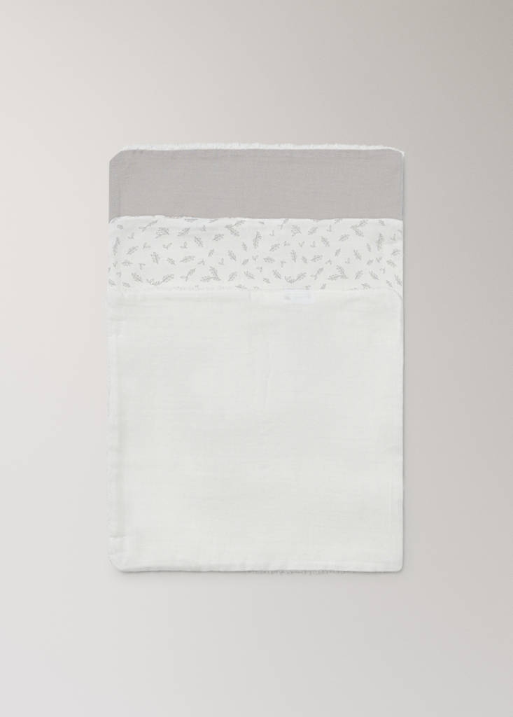Set of 3 cotton baby blankets with leaf print — Ecru