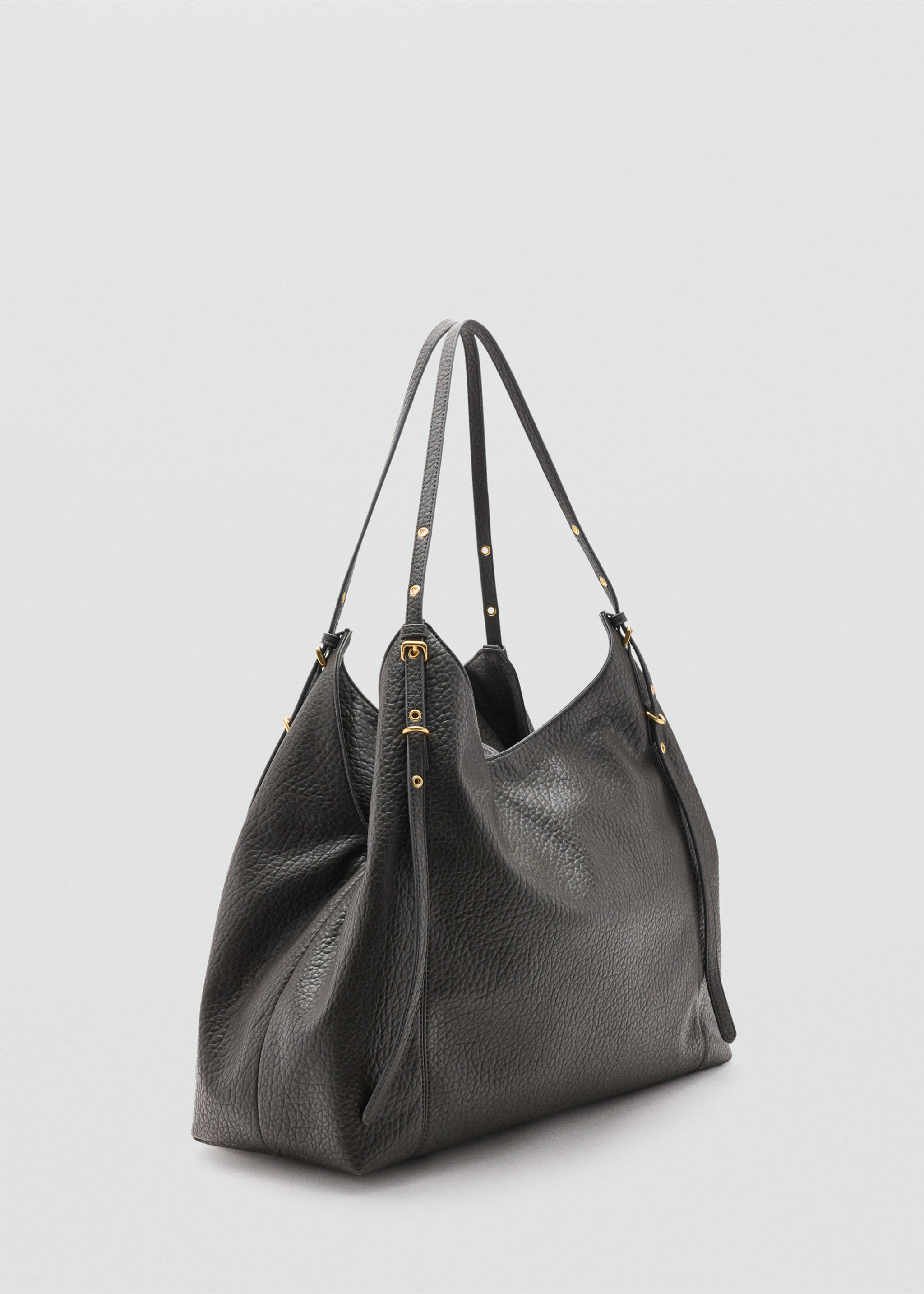 Large large-buckle bucket bag - Medium plane, Grey. Ref: 37034460-00.