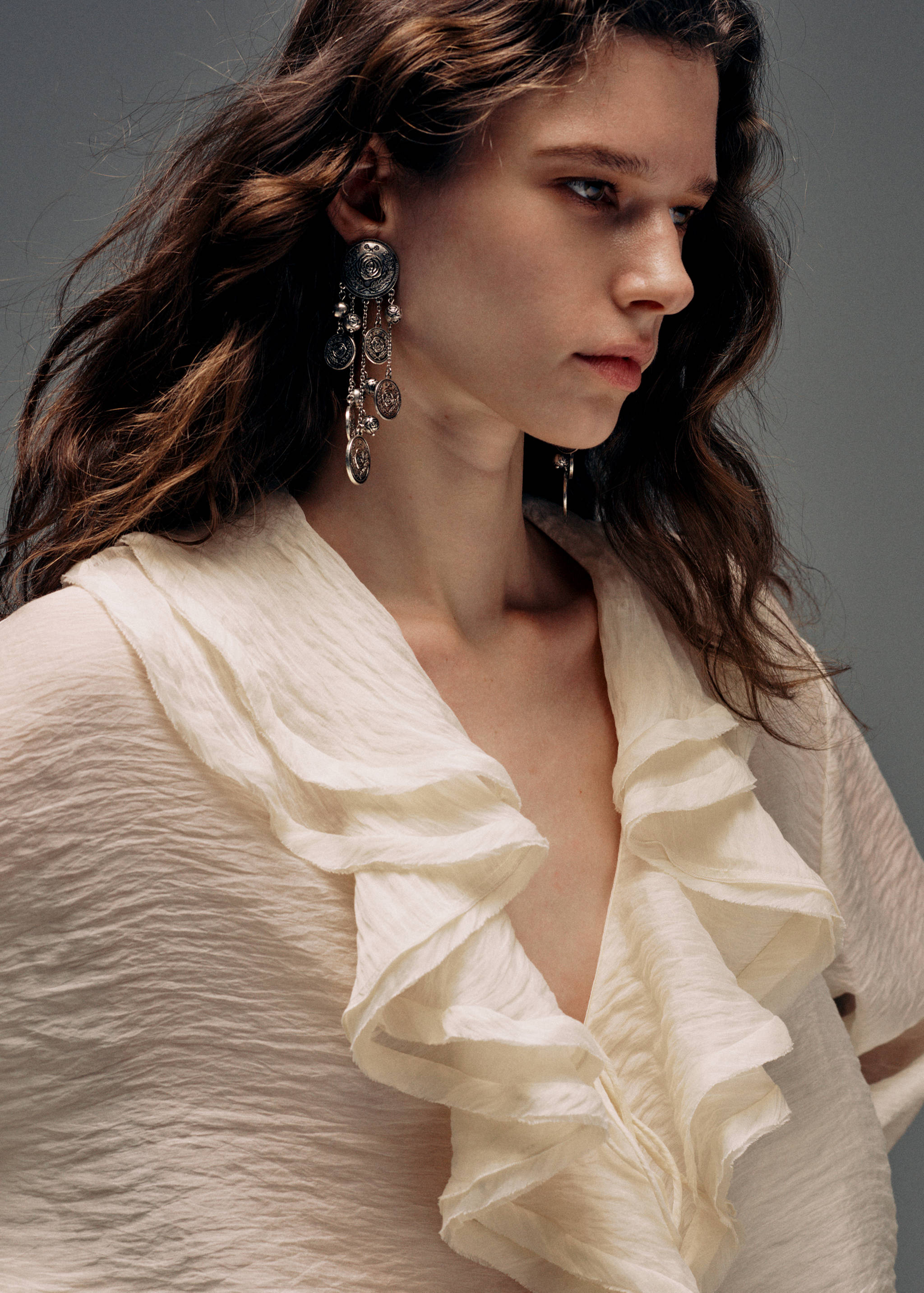 Ruffled lyocell blouse - Details of the article 1