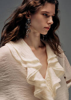 Ruffled lyocell blouse — Ecru 4