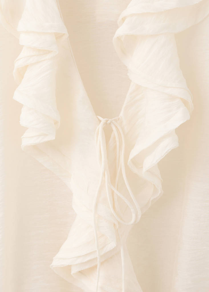 Ruffled lyocell blouse — Ecru