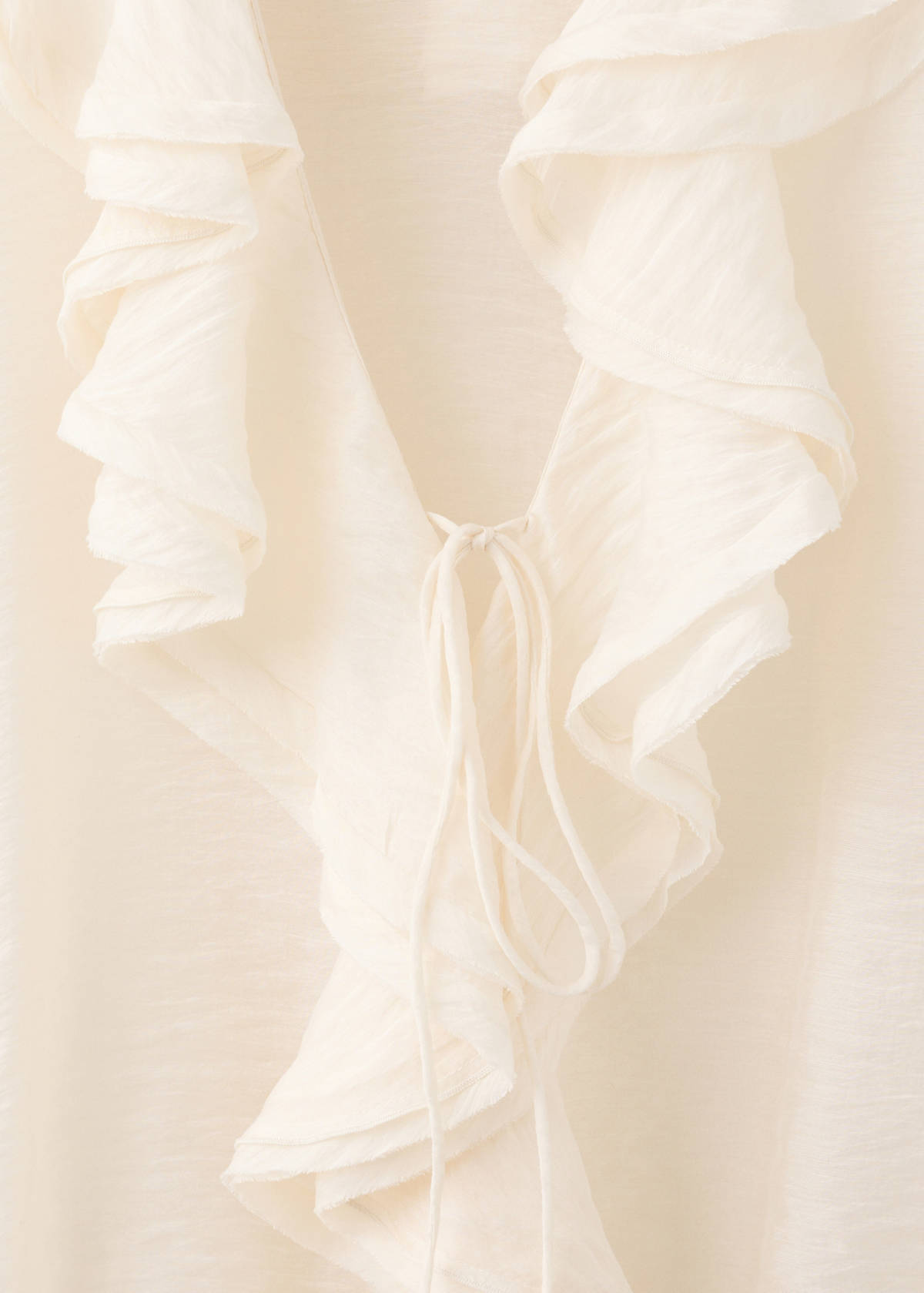 Ruffled lyocell blouse — Ecru