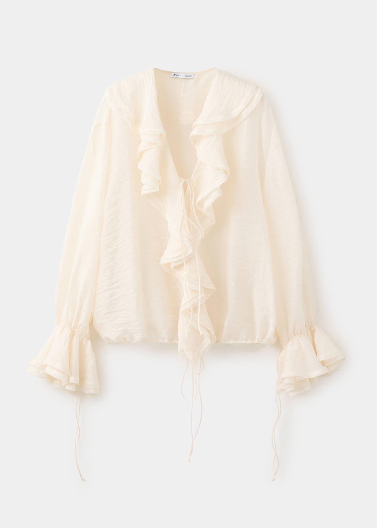 Ruffled lyocell blouse — Ecru
