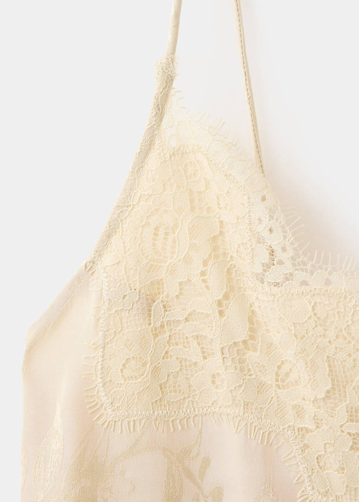 V-neck lace top — Ecru