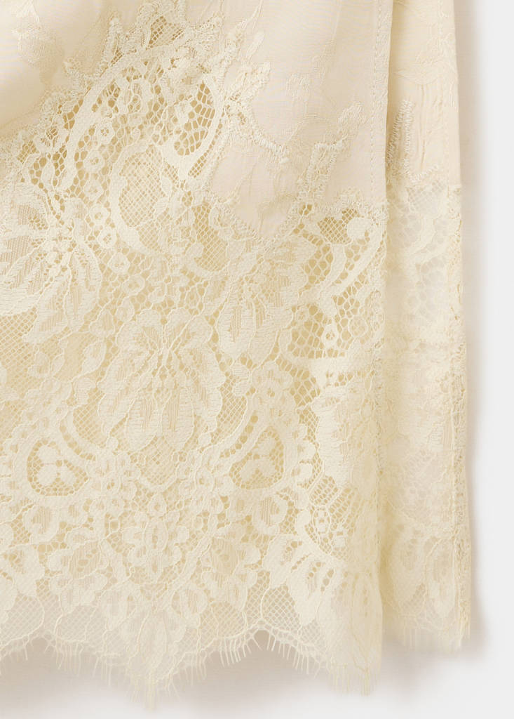 V-neck lace top — Ecru
