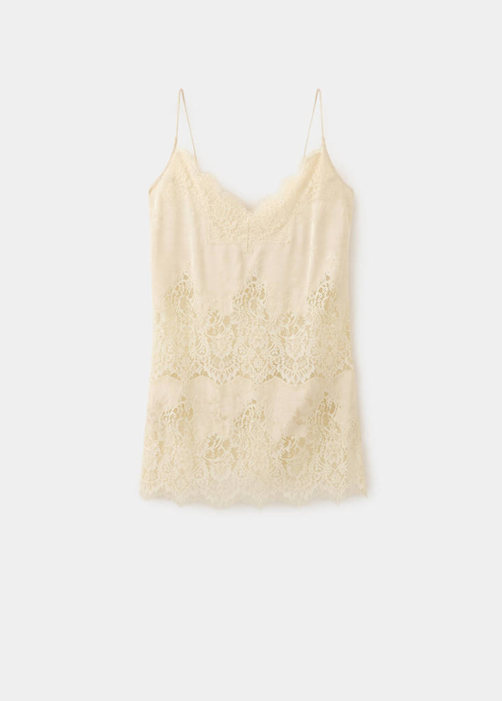 V-neck lace top — Ecru