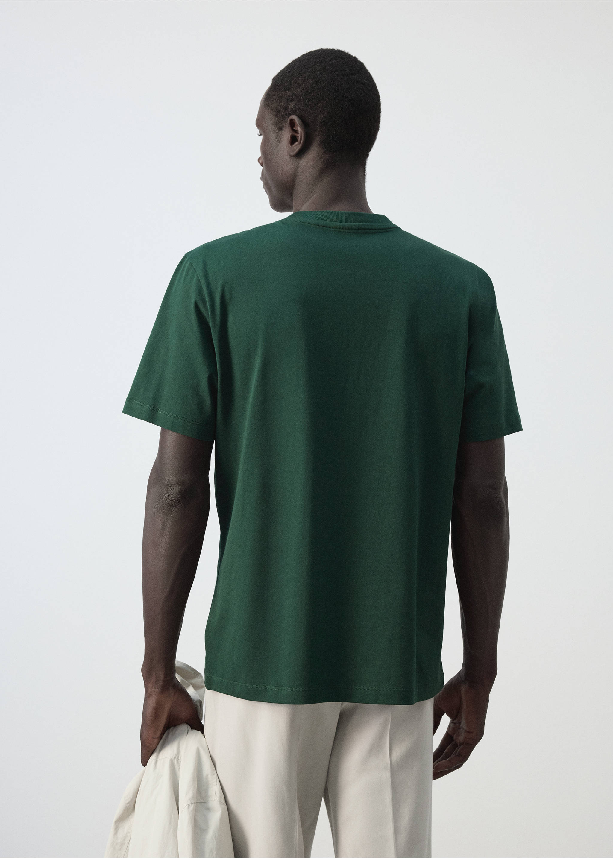 Camiseta 100% algodón estampada - Reverso del artículo, Verde billar. Ref: 37034469-00.