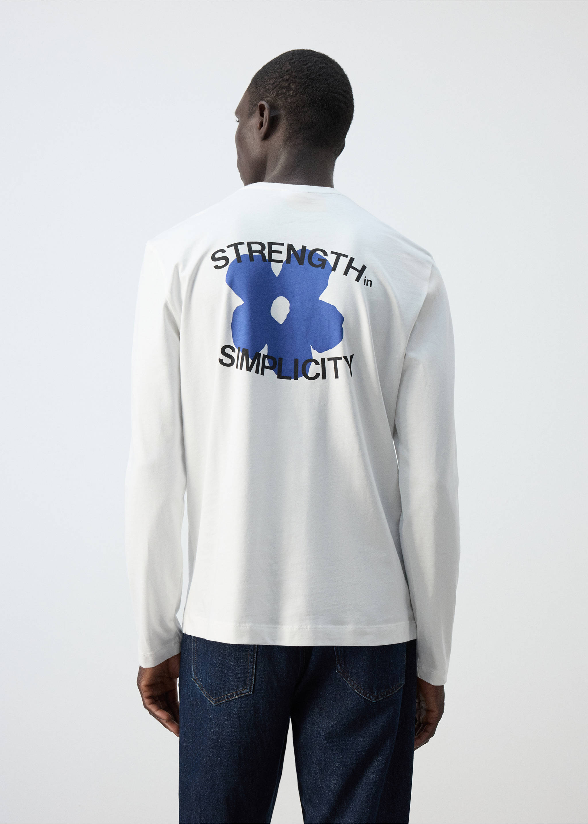 100% cotton printed t-shirt - Reverse of the article, White. Ref: 37034471-00.