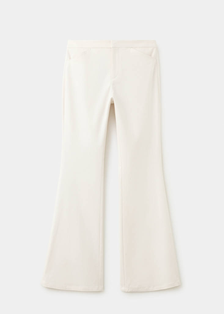 High-waisted flared trousers — Ecru