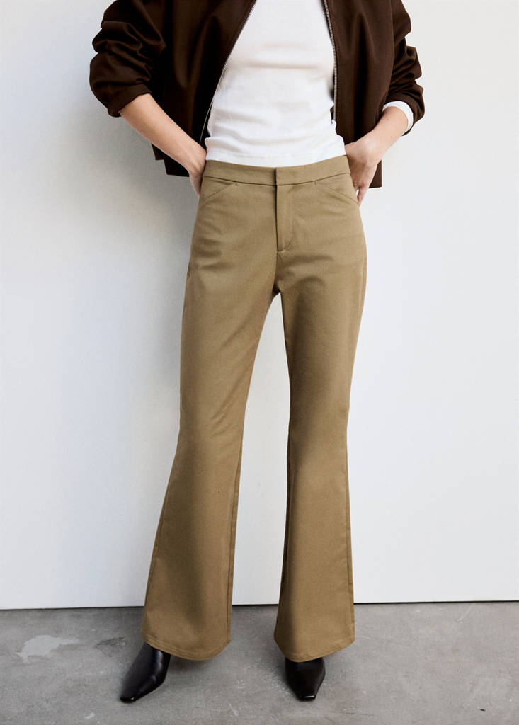 High-waisted flared trousers — Khaki