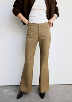 High-waisted flared trousers — Khaki 1