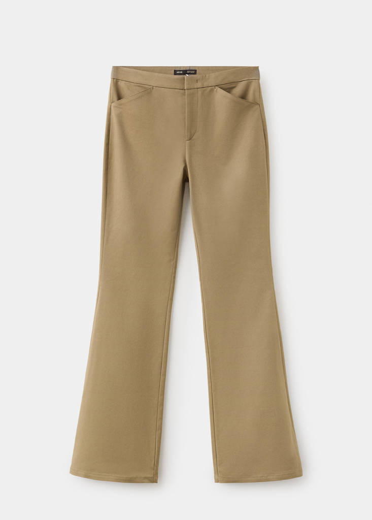 High-waisted flared trousers — Khaki