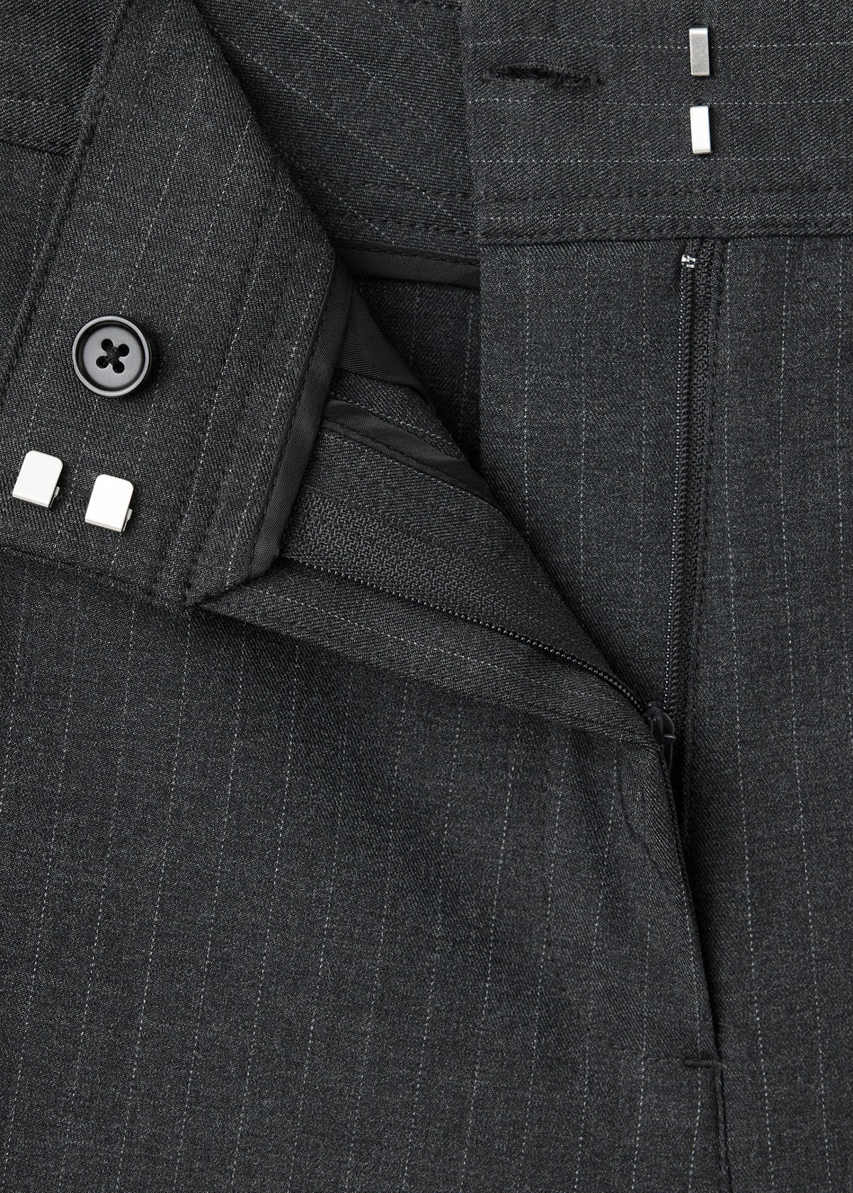 Adjustable-hem pinstripe trousers — Grey