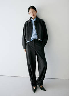 Adjustable-hem pinstripe trousers — Grey 8
