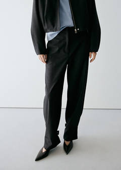 Adjustable-hem pinstripe trousers — Grey 7