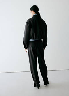 Adjustable-hem pinstripe trousers — Grey 9