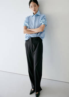 Adjustable-hem pinstripe trousers — Grey 10