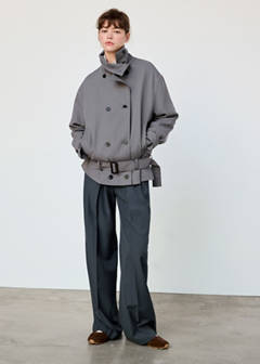 Straight-fit pleated trousers — Grey 9