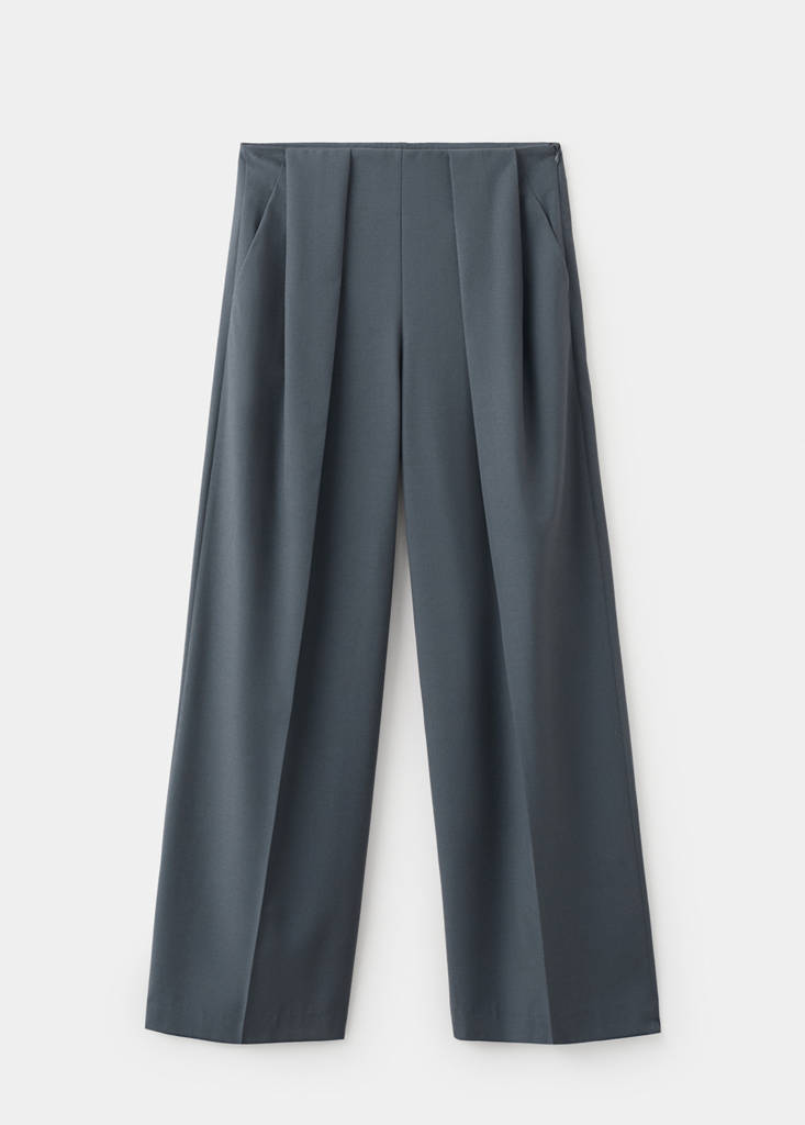 Straight-fit pleated trousers — Grey
