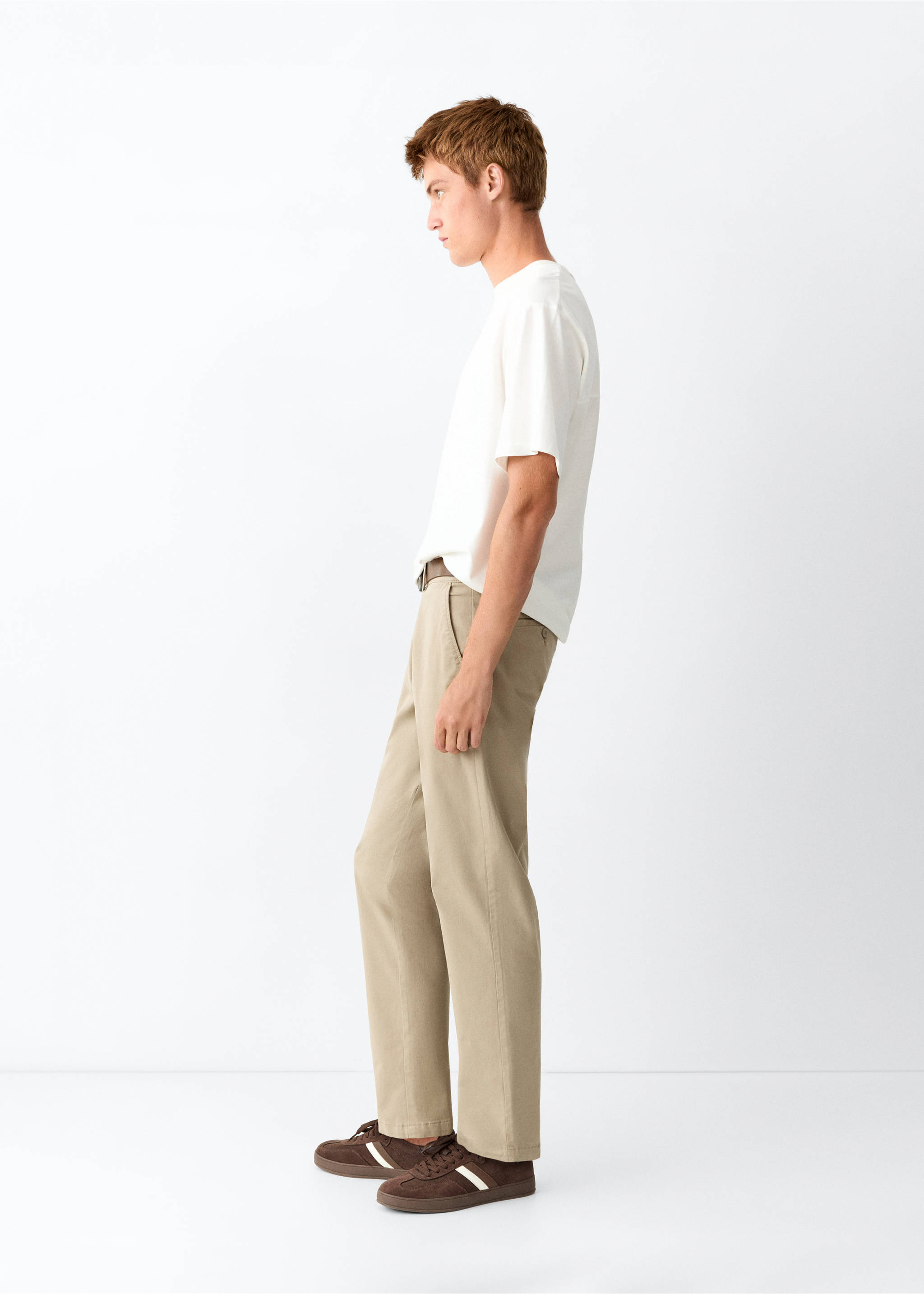Pantalón chino algodón - Plano medio, Marrón medio. Ref: 37034779-00.