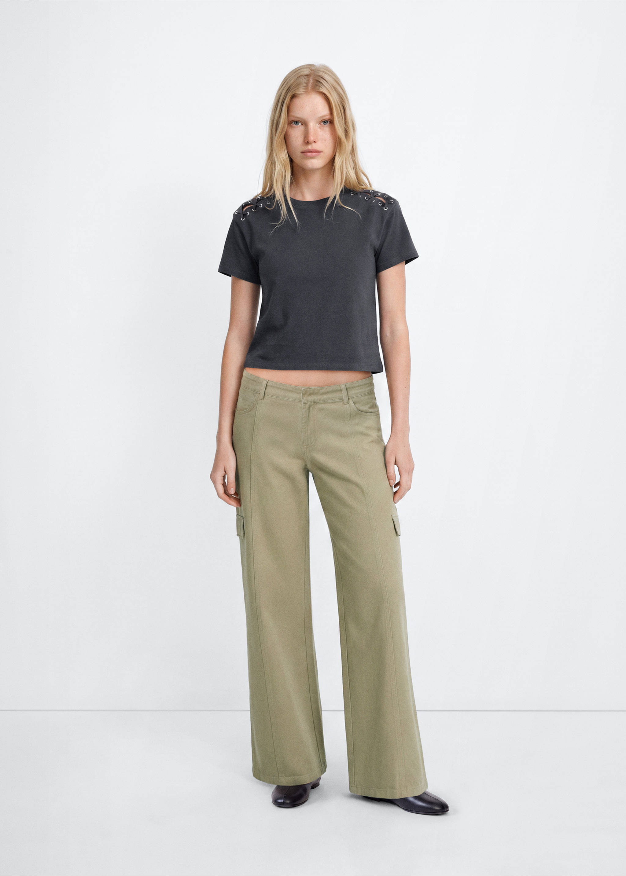 Shoulder Detail T-shirt - General plane, Charcoal. Ref: 37034781-00.