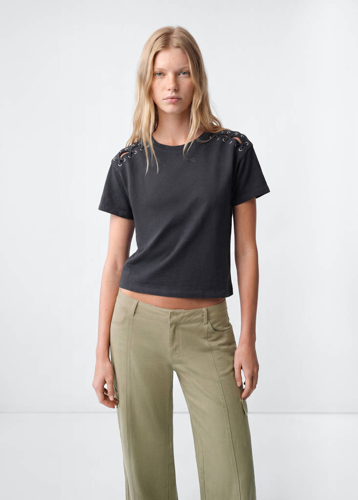 Shoulder Detail T-shirt — Charcoal