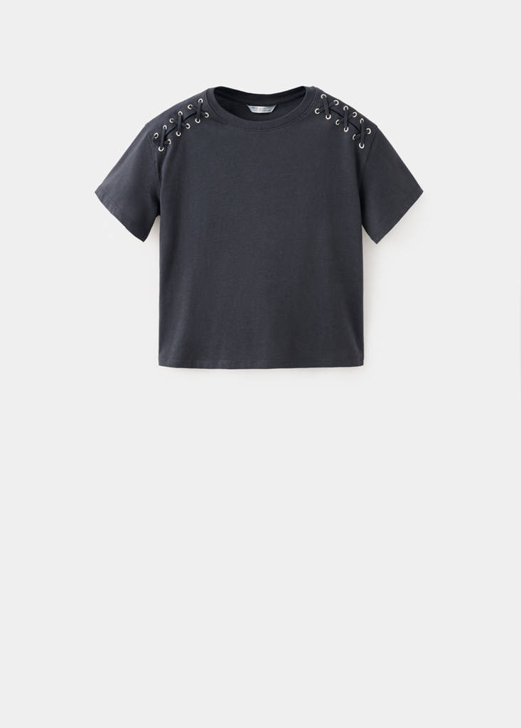 Shoulder Detail T-shirt — Charcoal