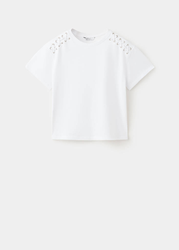 Fitted T-shirt with crisscross lacing — Off White