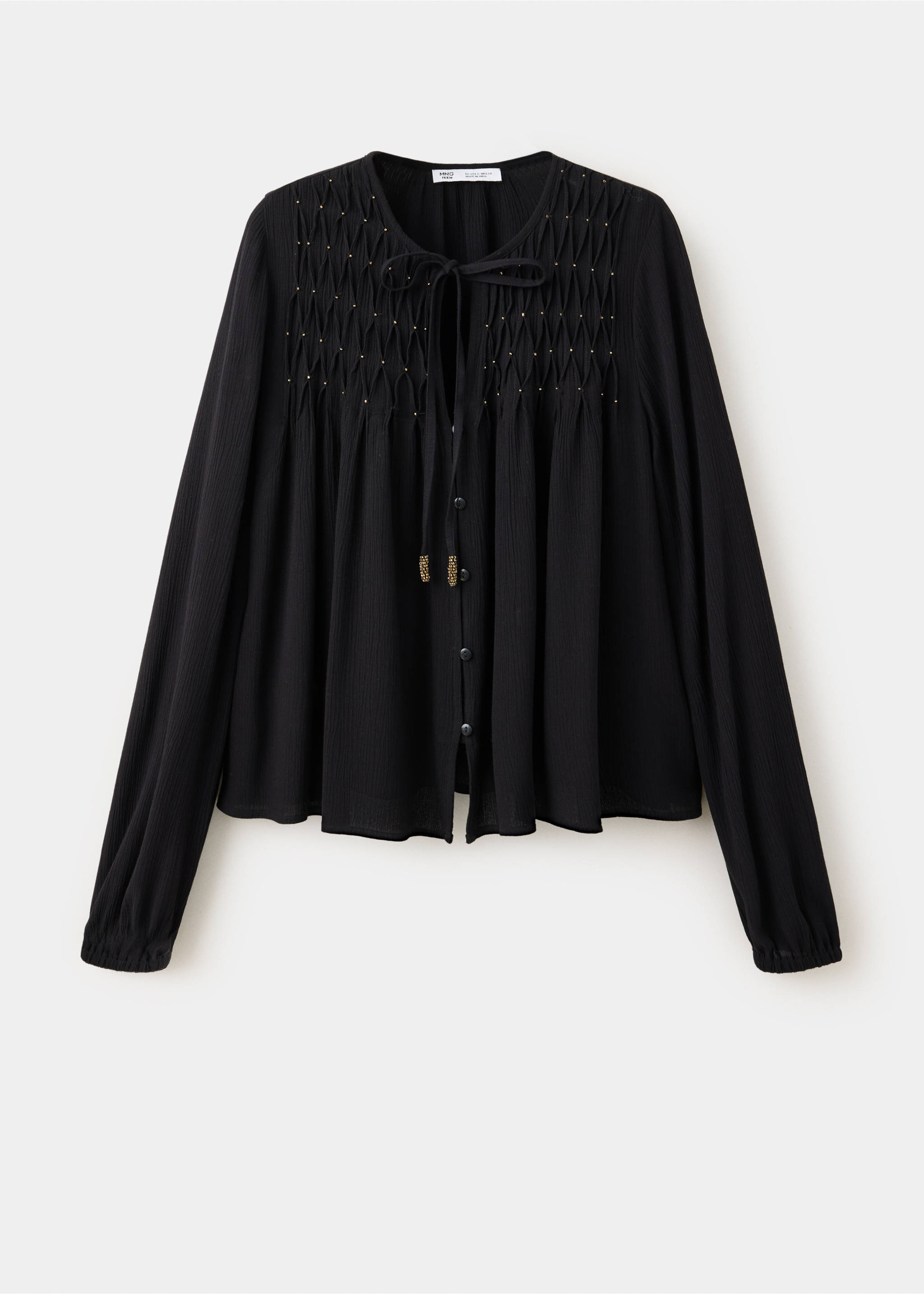 Fluid blouse with metallic details - Article without model, Black. Ref: 37034783-00.
