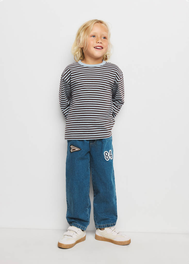 Striped cotton T-shirt — Chocolate