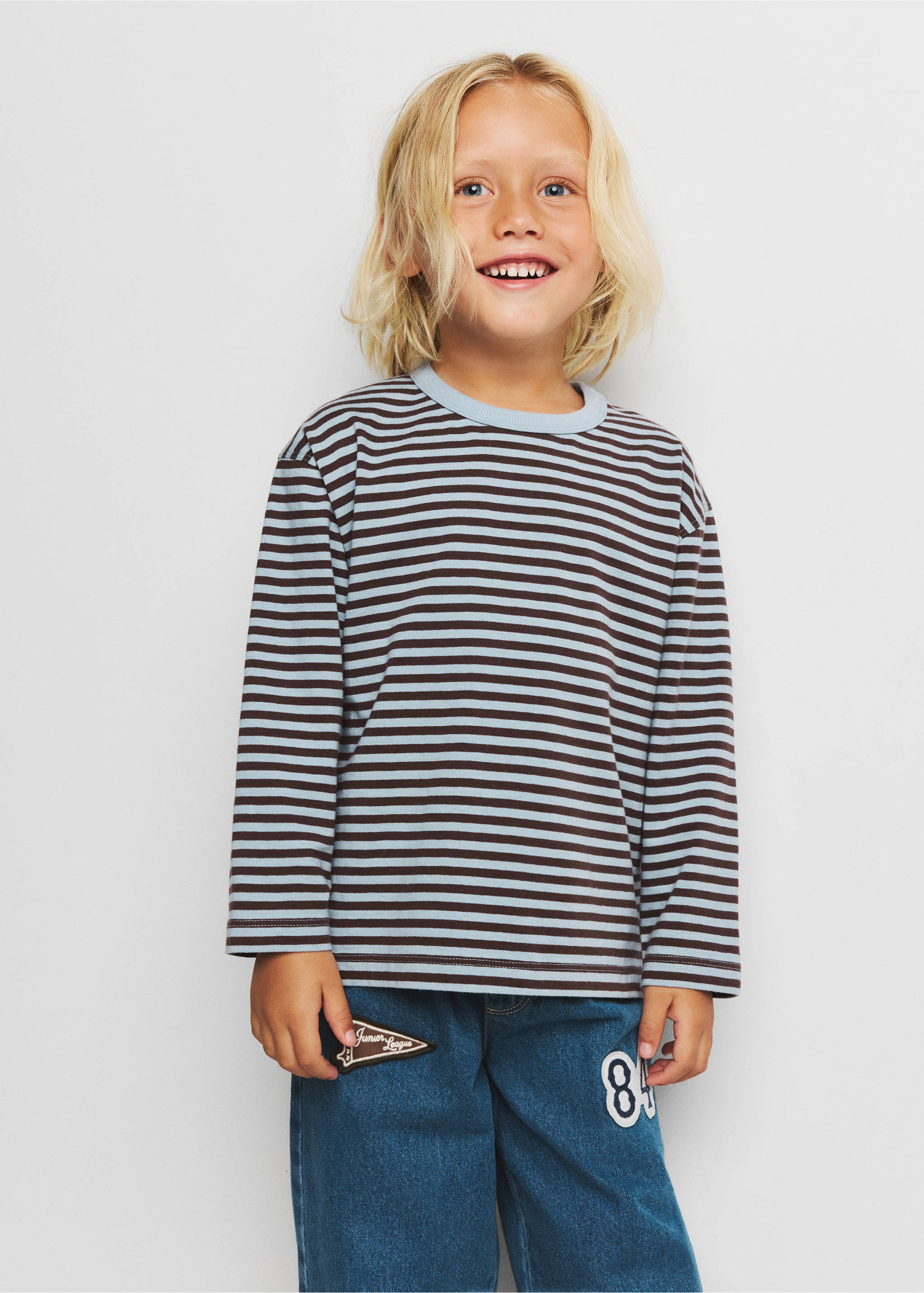 Striped cotton T-shirt - Medium plane, Chocolate. Ref: 37034784-00.