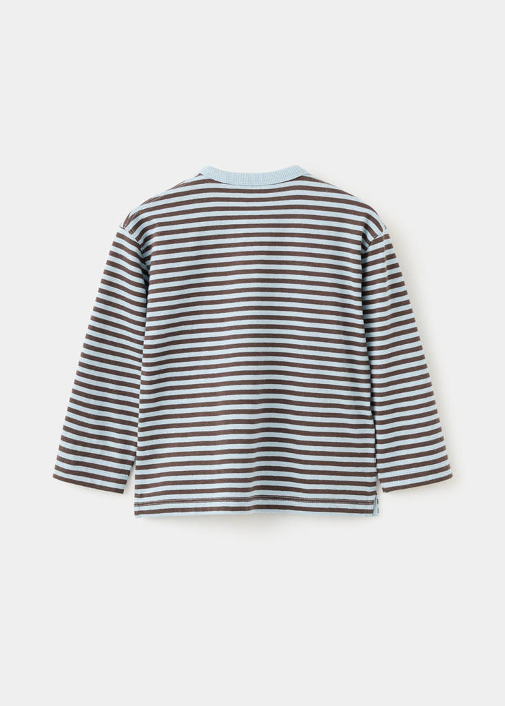 Striped cotton T-shirt — Chocolate