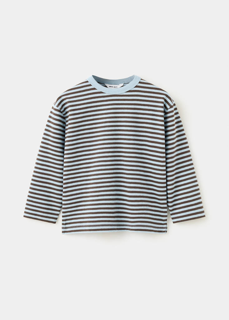 Striped cotton T-shirt — Chocolate