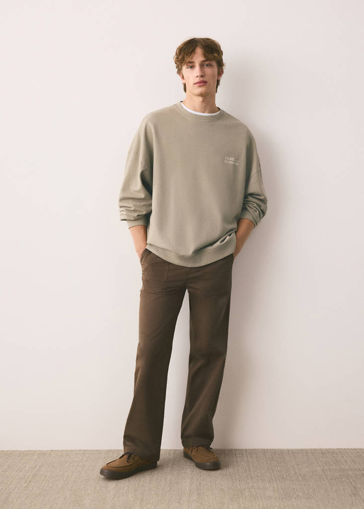 Printed sweatshirt 100% cotton — Medium Brown