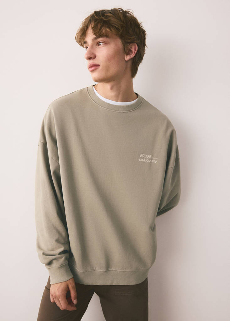 Printed sweatshirt 100% cotton — Medium Brown
